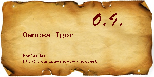 Oancsa Igor névjegykártya